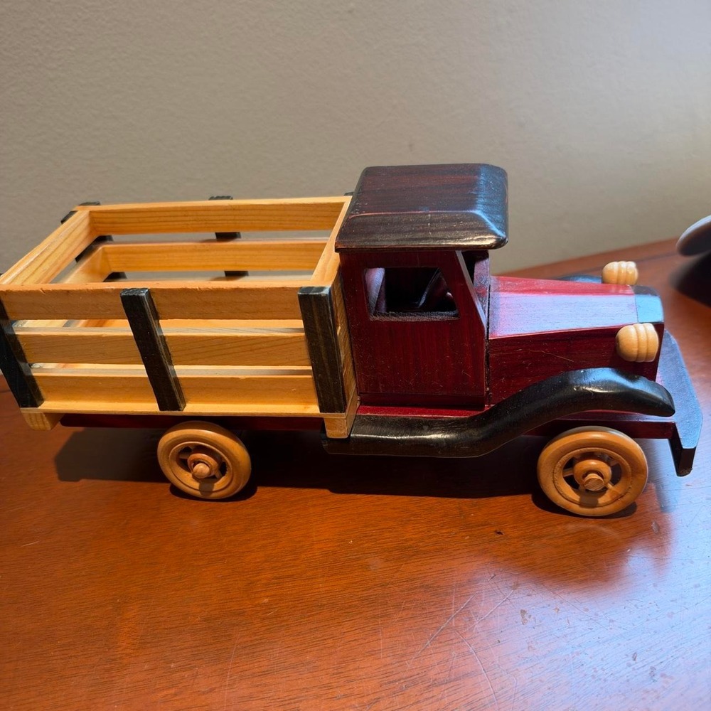 Wooden Red Farm Truck Rustic Stake Bed Farmhouse Decor